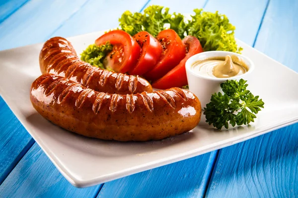 Fried Sausages Vegetables — Stock Photo, Image