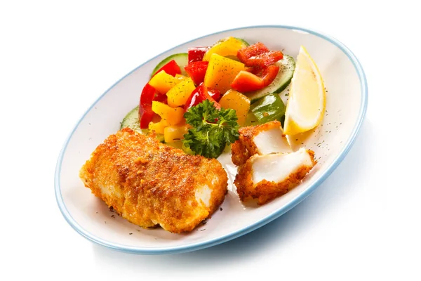 Fish Dish Fried Fish Fillets Vegetables — Stock Photo, Image