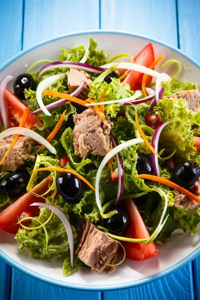 Tuna Salad Wooden Table — Stock Photo, Image