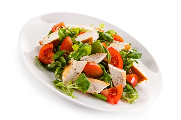 Insalata Verdure Con Carne Pollo Arrosto — Foto Stock