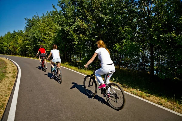 Hälsosam Livsstil Människor Ridning Cyklar Stadsparken — Stockfoto