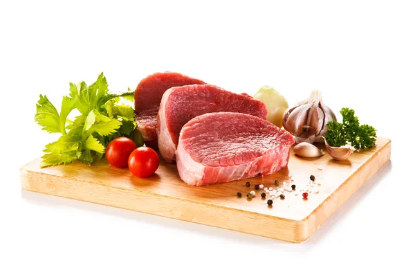 Fresh Raw Pork Chops White Background — Stock Photo, Image