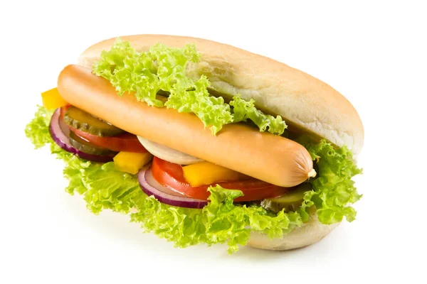 Hot Dog Auf Weißem Hintergrund — Stockfoto