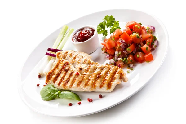 Grilled Chicken Fillet White Background — Stock Photo, Image