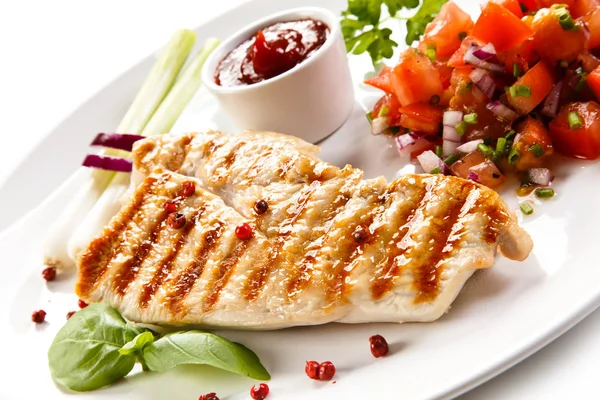 Grilled Chicken Fillet White Background — Stock Photo, Image