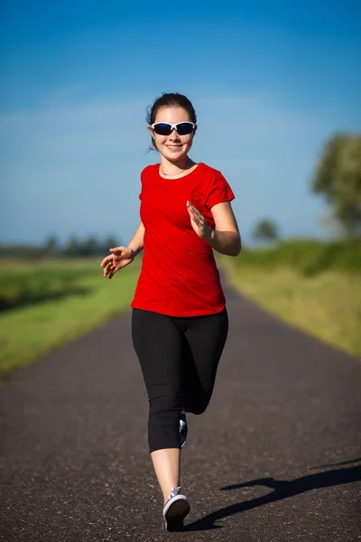 Young Woman Running City Park — Stock Photo, Image