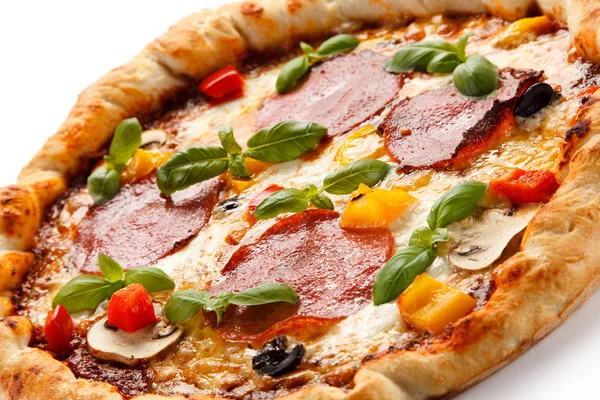 Pizza Biberli Domates Mantar Biber — Stok fotoğraf
