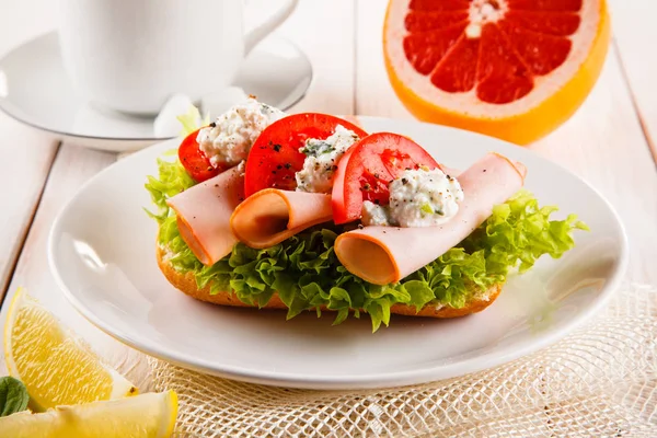 Petit Déjeuner Sur Table Bois — Photo