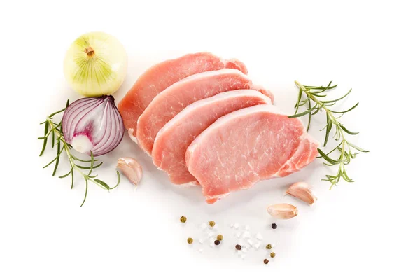 Fresh Raw Pork White Background — Stock Photo, Image