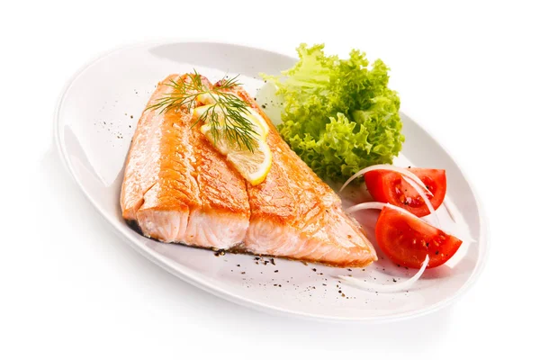 Gegrilde Zalm Met Groenten — Stockfoto