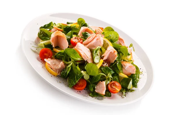 Fish Salad Grilled Salmon Vegetables — Stock Photo, Image