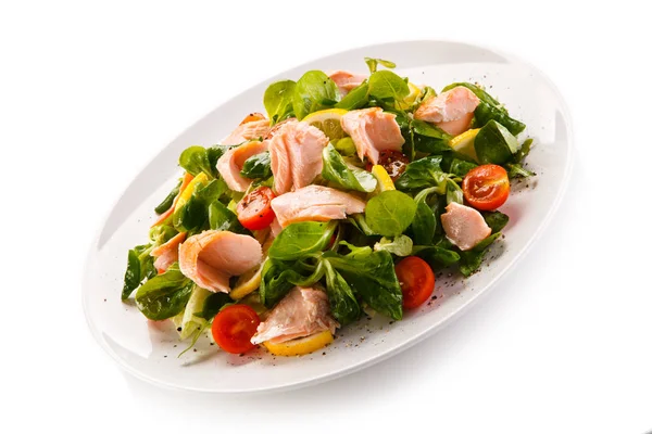 Fish Salad Grilled Salmon Vegetables — Stock Photo, Image