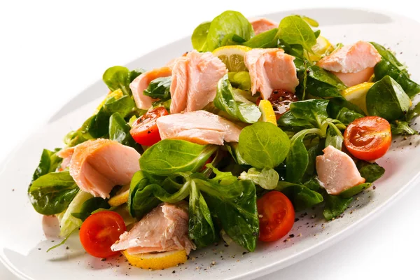 Insalata Pesce Salmone Alla Griglia Verdure — Foto Stock