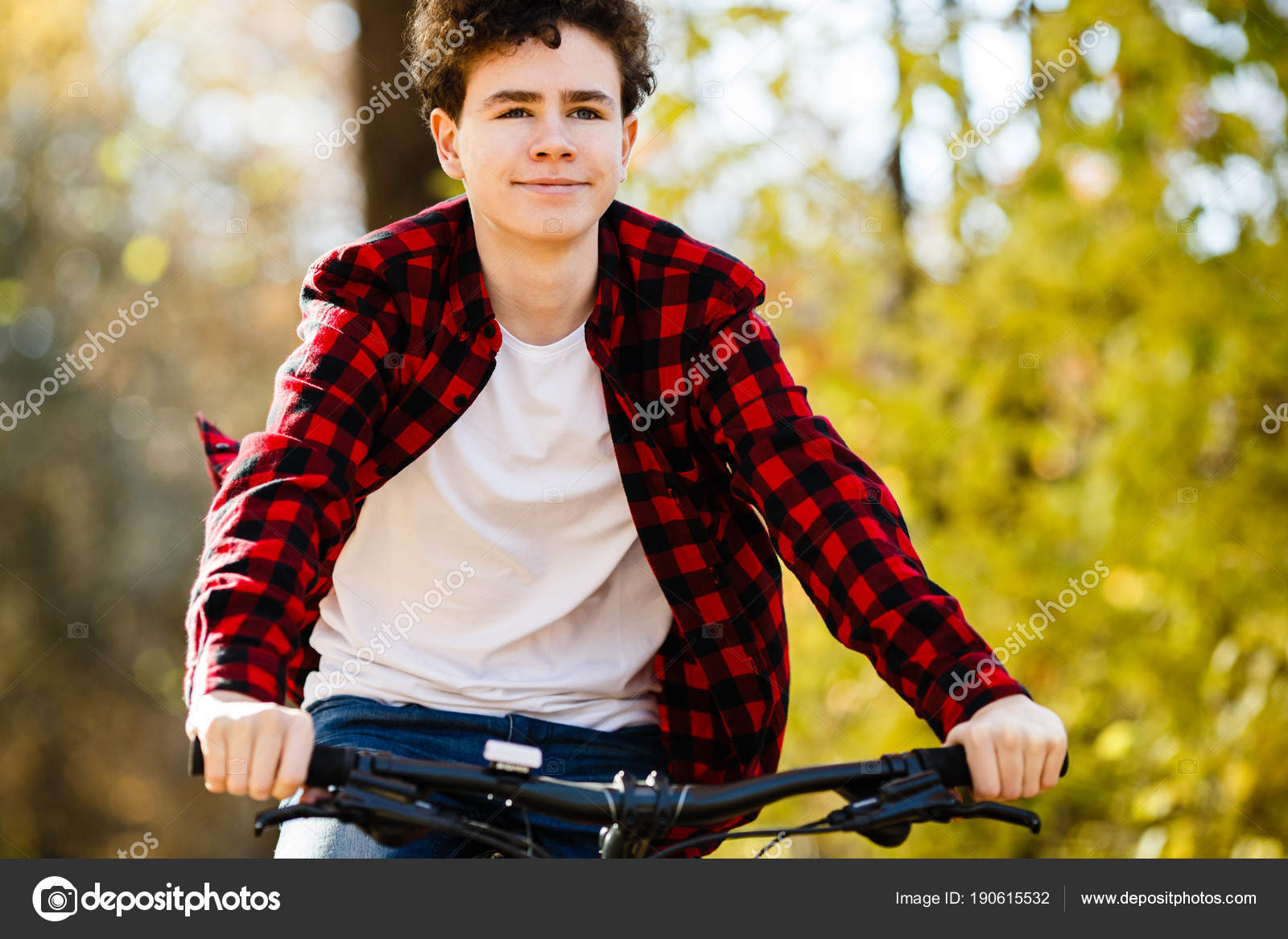 Urban Biking Teenage Boy Riding Bike City Park Stock Photo gbh007 190615532