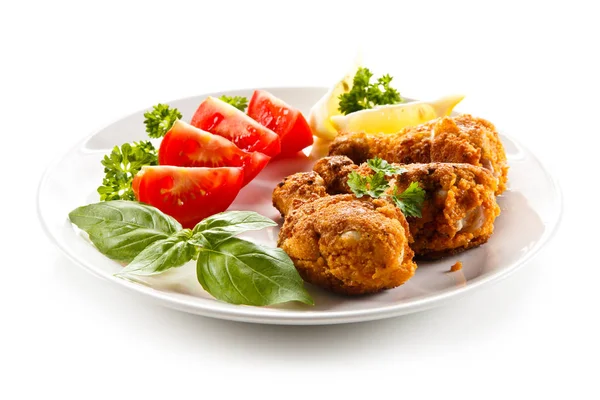 Fried Chicken Drumsticks White Background — Stock Photo, Image