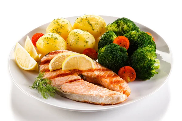 Grilled Salmon Vegetables — Stock Photo, Image