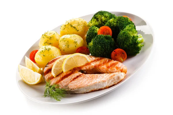 Grilled Salmon Vegetables — Stock Photo, Image