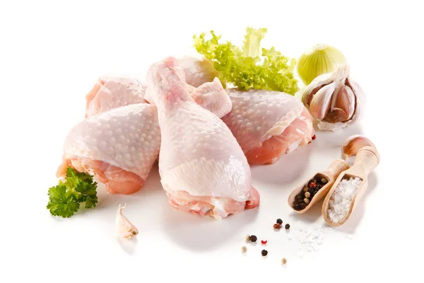 Gambe Pollo Crude Sfondo Bianco — Foto Stock