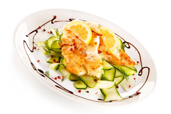 Fish dish - fried cod fillet and vegetables