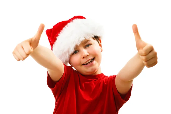 Navidad Niño Con Sombrero Papá Noel — Foto de Stock