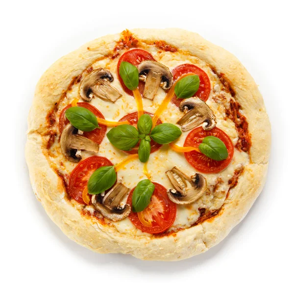 Pizza Champignon Legume Fundal Alb — Fotografie, imagine de stoc