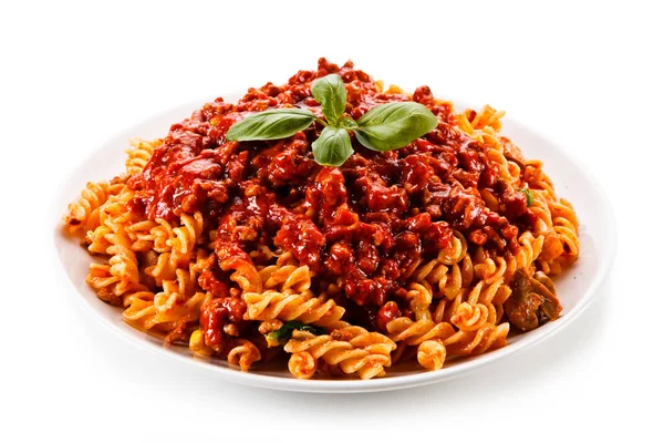 Pasta Met Vlees Tomatensaus — Stockfoto