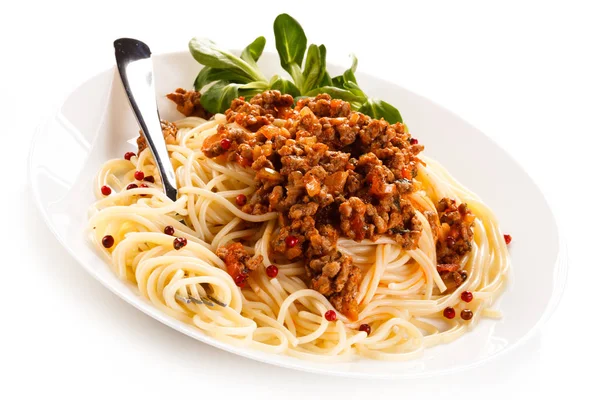 Pasta Con Carne Salsa Tomate Verduras — Foto de Stock