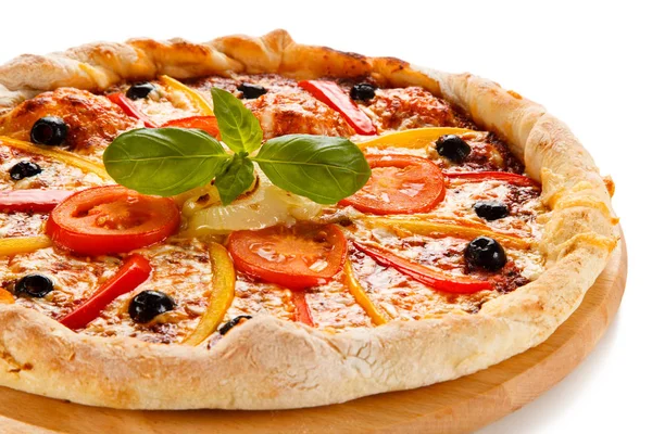 Pizza Mit Käse Und Gemüse — Stockfoto