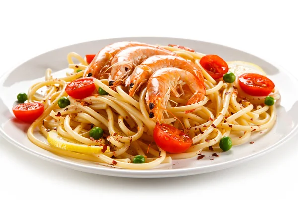 Pasta Shrimps Vegetables — Stock Photo, Image