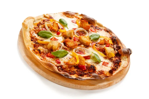 Pizza Con Pollo Verduras —  Fotos de Stock