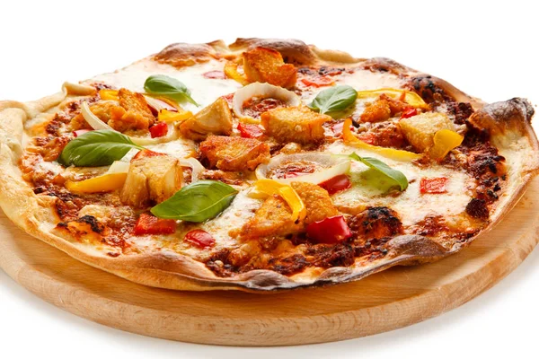 Pizza Mit Huhn Und Gemüse — Stockfoto