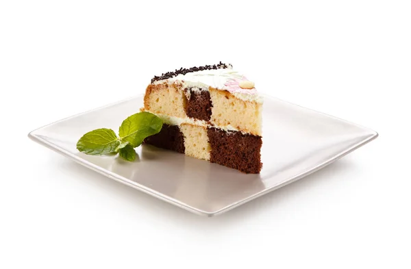 Ciasto Kratkę Gąbką Zbliżenie Deseru — Zdjęcie stockowe