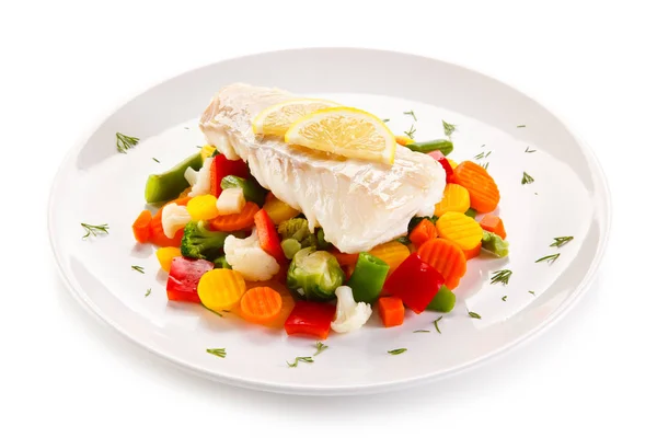 Steamed Fish Vegetables Lemon — Stock Photo, Image