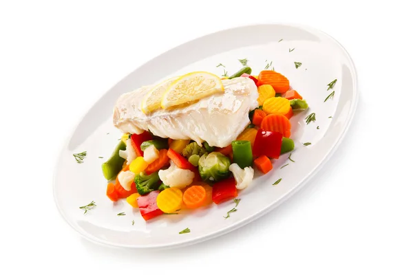 Steamed Fish Vegetables Lemon — Stock Photo, Image