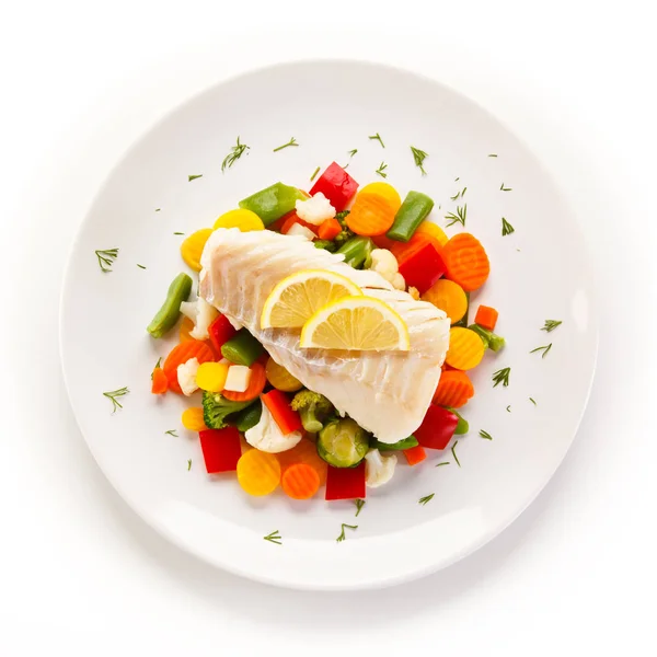 Sebzeli Limonlu Haşlanmış Balık — Stok fotoğraf