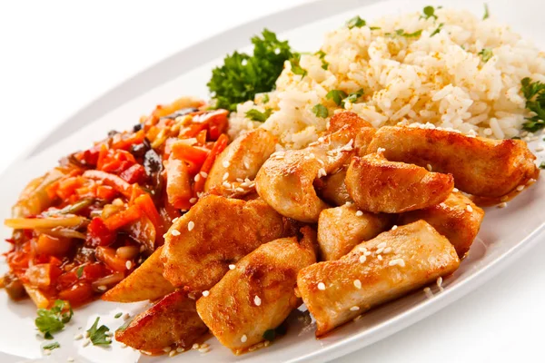 Spicy Dish Asian Style Rice Chicken Vegetables — Stock Photo, Image