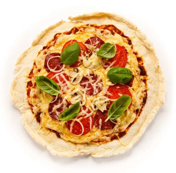 Közelkép Pizza Elszigetelt Fehér Háttér — Stock Fotó