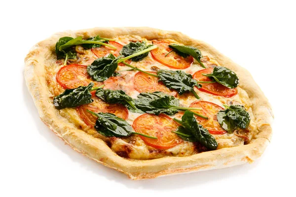 Vegetarische Pizza Mit Spinat Und Tomaten — Stockfoto