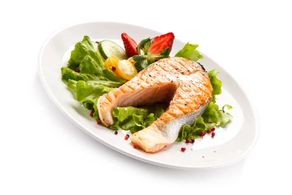 Salmon Served Vegetables — Stock Photo, Image