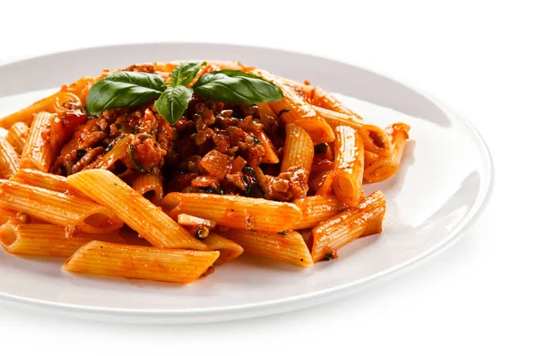 Pikantne Spaghetti Bolognese Talerzu — Zdjęcie stockowe