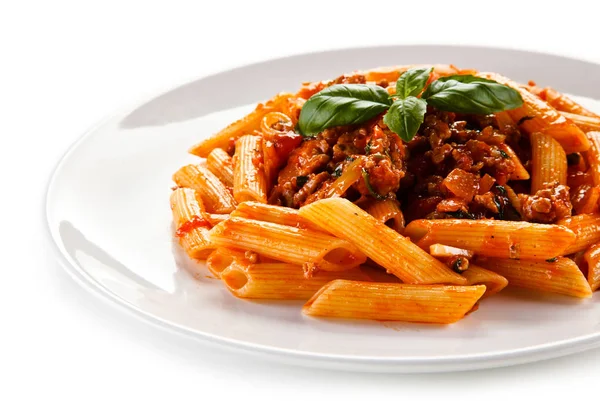 Spicy Spaghetti Bolognese Plate — Stock Photo, Image
