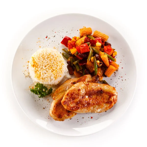Würziges Gemüse Mit Huhn Und Reis — Stockfoto