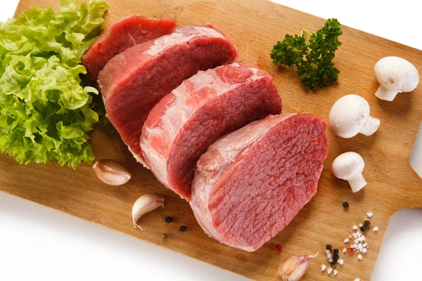 Sliced Pork Served Wooden Table — Stock Photo, Image