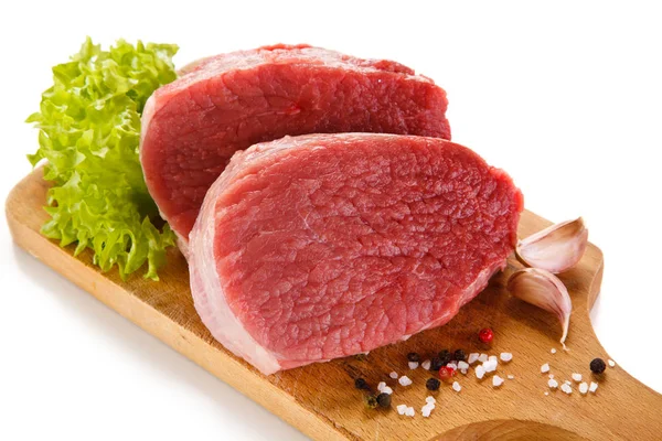 Schweinefleisch Scheiben Auf Holztisch Serviert — Stockfoto