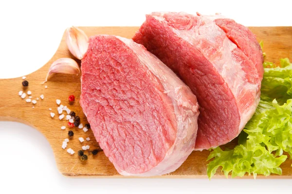 Carne Maiale Affettata Servita Tavola Legno — Foto Stock