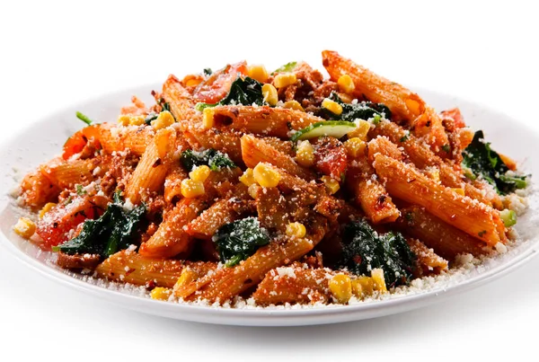 Feather Pasta Vegetables Parmesan Cheese — 스톡 사진