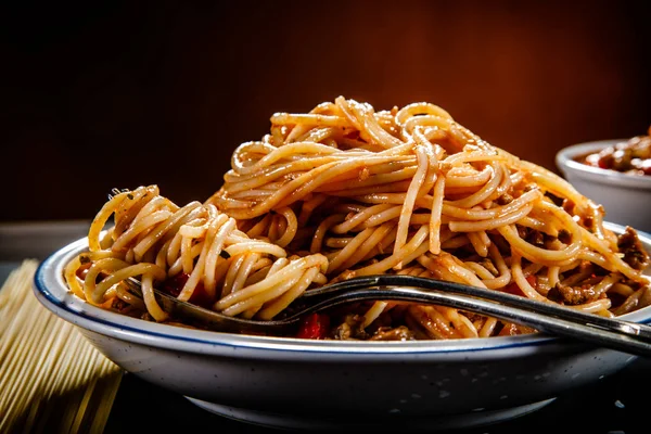 Italienische Macaroni Bolognese Nahaufnahme — Stockfoto