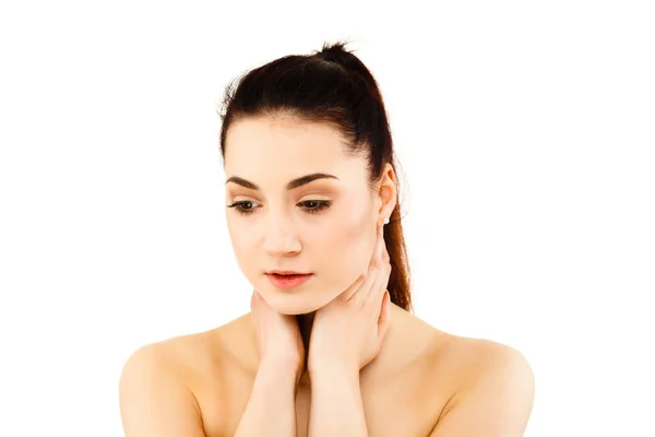 Closeup Portrait Young Woman Feeling Headache — Stock Photo, Image