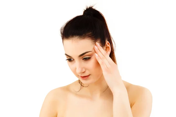 若い女性感頭痛のポートレート クローズ アップ — ストック写真