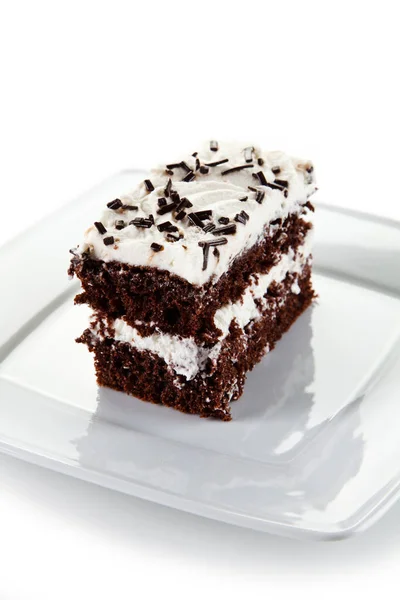 Gâteau Biscuit Chocolat Avec Crème Blanche — Photo